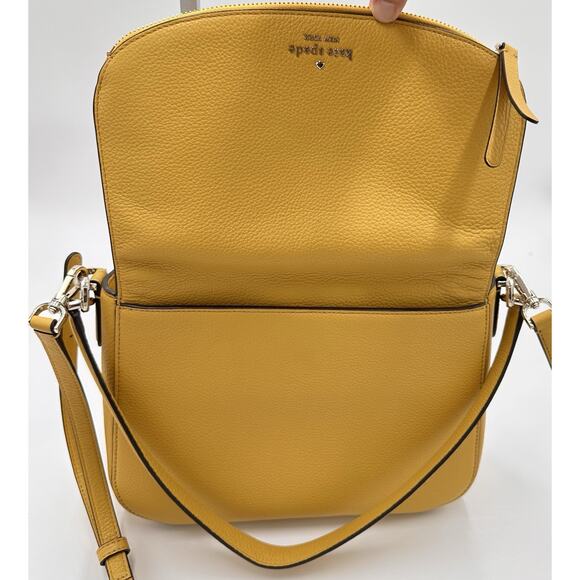 Kate Spade Leila Medium Flap Shoulder Bag Crossbody Sunflower Fields Yellow CUTE - Picture 9 of 16